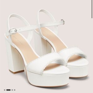 NWT Stuart Weitzman White Platform with Pearl